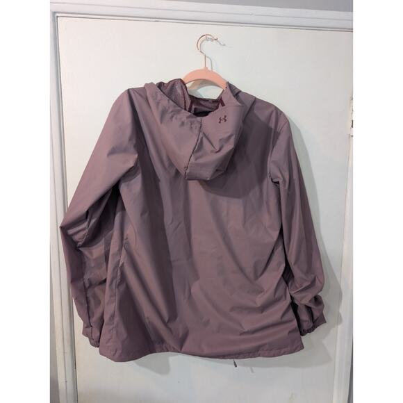 Under Armour Women's Windbreaker Hooded Jacket Mauve Dusty Rose Mesh Lined Full - Picture 4 of 8